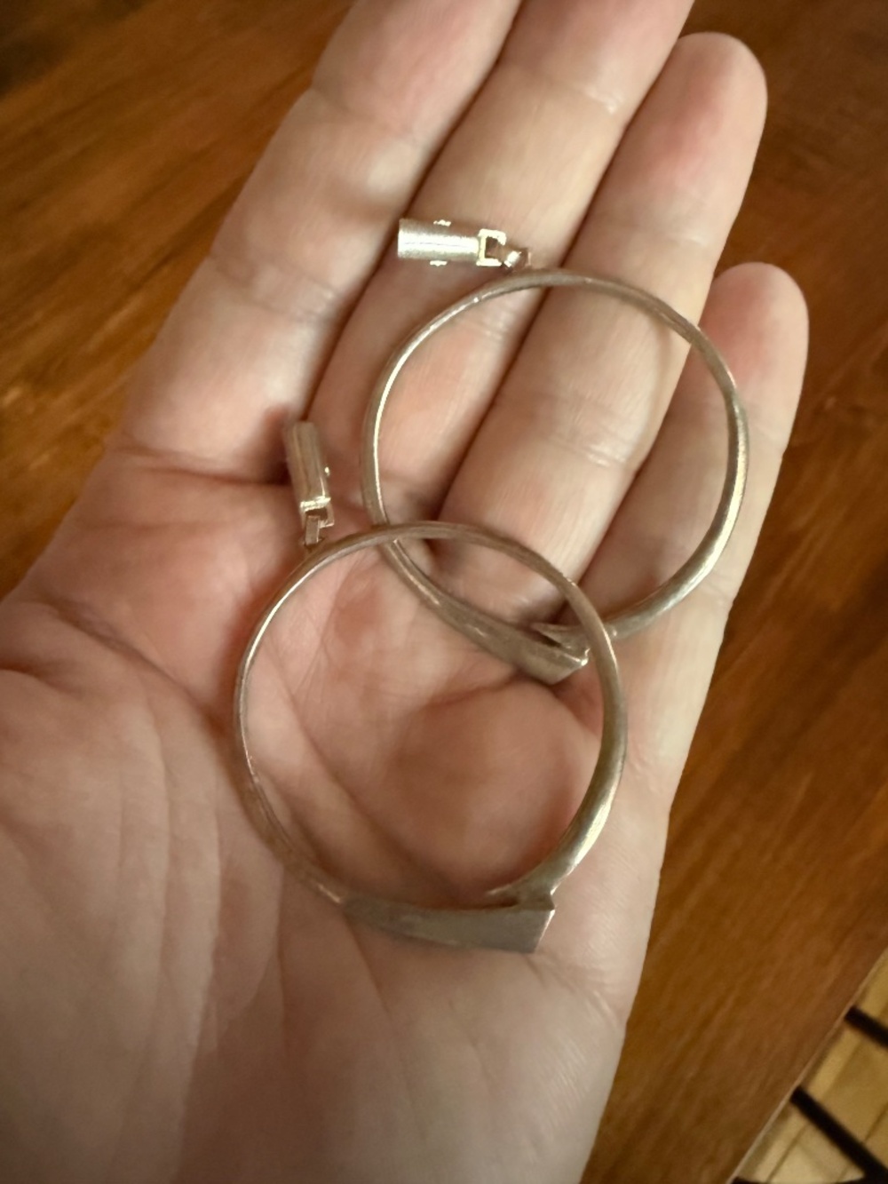 Large Modernist Earrings Sterling Silver Signed Artisan Hoop Vintage Mid Century - Picture 4 of 12